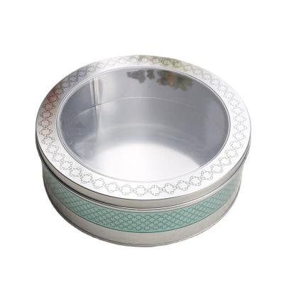 China Recyclable Round Tin Box With PVC Window Biscuit Cookies Metal Box for sale