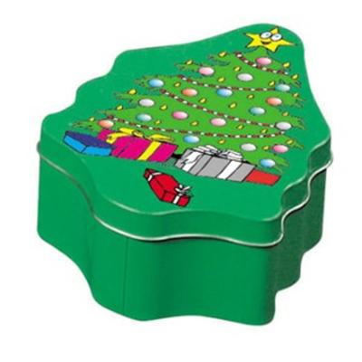 China Recyclable Christmas Gift Tin Box Christmas Tree Shaped Box for sale