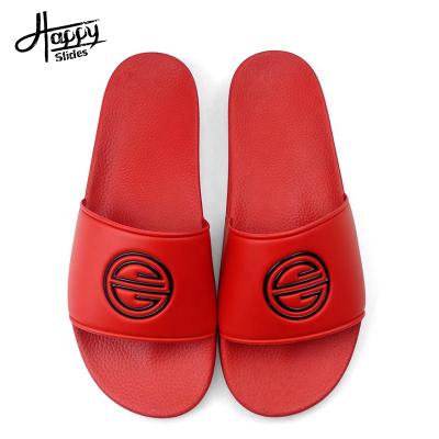 China Happyslides CUSHIONING Embossed Manufacturer Wholesale Custom Slide Sandal Mens Sandals Slipper Slides for sale