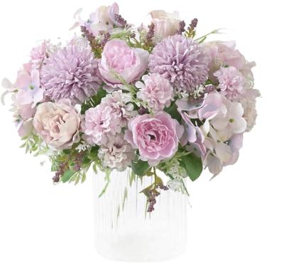 China Contemporary Silk Bouquet Decor Hydrangea Peony LXMS Plastic Carnations Wedding Decoration Table Centerpieces Artificial Flower for sale