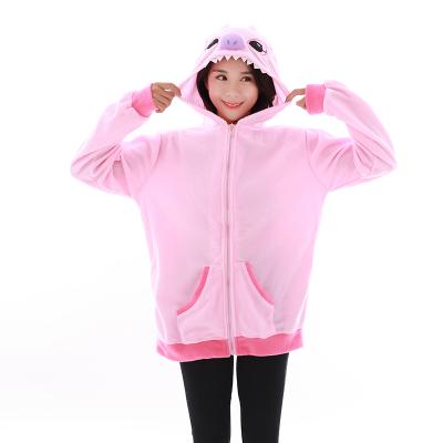 China Creative Pink Fleece Animal Adult Flannel Coat Anti-wrinkle Spring Cartoon Elf Sweatshirt Hoodie For Women for sale