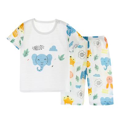 China 2021 New Casual Children's Air-conditioned Short-sleeved 100%Cotton Baby Clothing Suit Baby Summer Clothes Set for sale