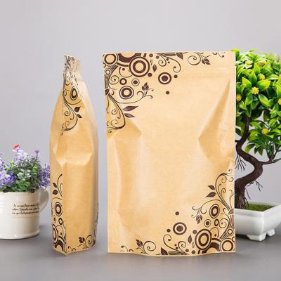 China Custom Recycled Kraft Paper Packaging Materials Paper Ziplock Bag Recycled Brown Food Packaging Bag for sale