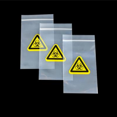 China Customized Friendly 3-Layer Transport Bag LOGO Specimen Bag PE Zipper Lock Biohazard Specimen Bag Moisture Proof Bag for sale