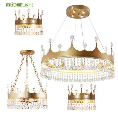 China Iron post-modern light luxury crown design crown room children's living room style crystal chandelier for sale