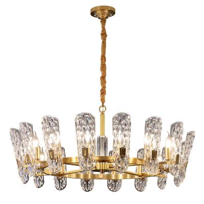 China Quality Post Modern High End Post Style Modern Living Room Dining Bedroom Brass Crystal Chandeliers And Lamps for sale