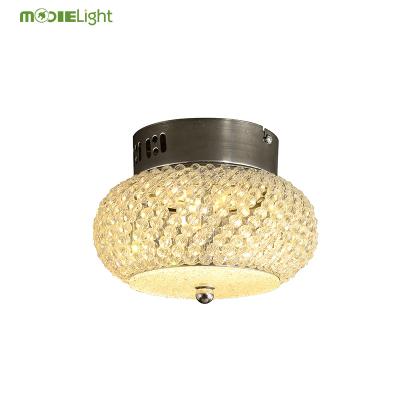 China Contemporary Indoor Crystal Ceiling Light Contemporary Metal LED Hall Way Lights Round Crystal Ceiling Lamp for Bedroom for sale