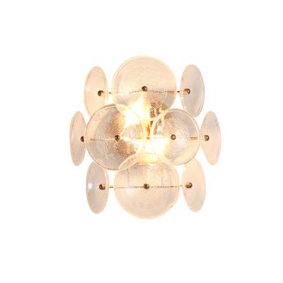 China Post-modern style home lighting corridor post-modern bedside lamp led metal glass wall lamp for sale