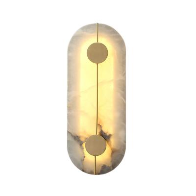 China Style Hotel Corridor Bedroom Post Modern Light Luxury Bedside Lamp Led Night Light Marble Wall Lamp for sale