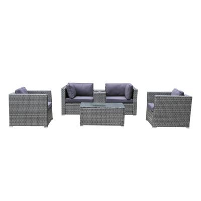 China Modern Low Price Outdoor Dark Gray Garden Sofa Courtyard Leisure Rattan Sofa Set for sale