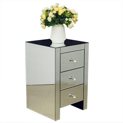 China 2021 New Arrival Modern Contemporary Mirrored Furniture Extendable With 3 Drawers Chest Side Table Bedside Nightstand for sale