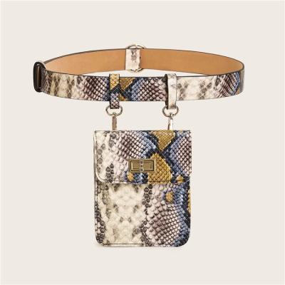 China Lady ZB259 Fashion New Design Python Cow Leather Waist Bag Women's Ladies Belt Bags Belt Pouch Bag for sale