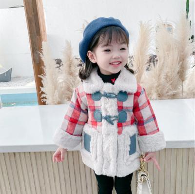 China CCYH girl's winter coat unique winter coat girls plaid high quality Korean reversible jacket top fur coat for sale