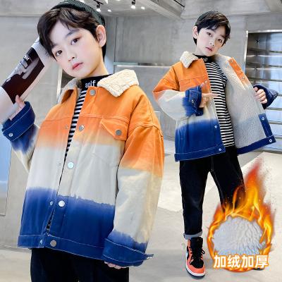 China CCYH Viable Boys' Coat Autumn and Winter New Foreign Style Medium Children's Clothing Plush Thickened Medium Long Jacket for sale