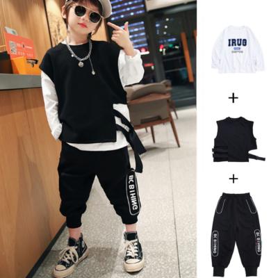 China CCYH 2021 fashion casual boy's clothing sets cotton t-shirt +vest+track pants kids sweat suits plus size kid clothes for sale