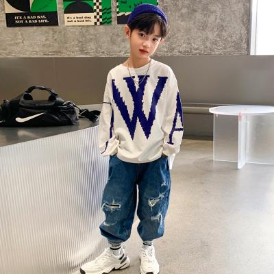 China HIGH STREET SXCCYH Boys' Sweater Spring 2022 New Middle And Autumn Big Kids' Shirt Spring And Autumn Loose Based Tops for sale