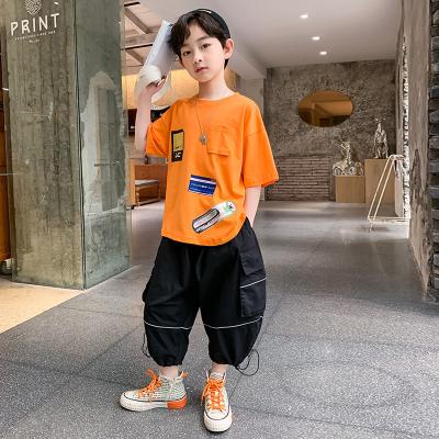 China HIGH STREET SXCCYH boys' summer shorts sleeved suit 2022 new foreign style boys medium and handsome two-piece set of big children's clothes for sale