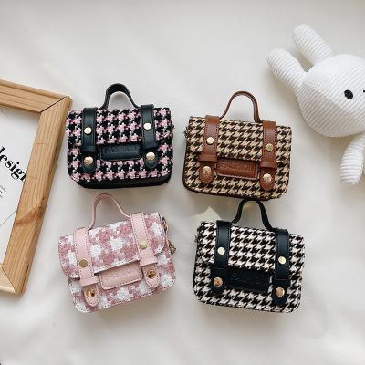 China Fashion CCYH 2021 new tweed children's bag simple Fengsen retro lattice bird mile shoulder bag girls' messenger bag for sale