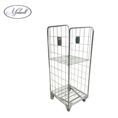 China 2 Sides H Frame Eco-Friendly Collapsible Stackable Roll Container Rollcage Logistic Cart For Sale for sale