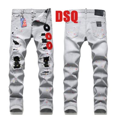 China Popular Fashion Men Breathable Jeans Embroidered Patchwork Skinny Jeans For Men Stretch Hole Patch Streetwear Coolboy Slim Jeans for sale