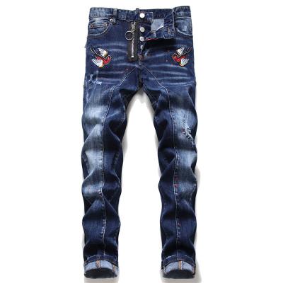 China OEM Breathable Odm Plus Size Men's Jeans Casual Three-dimensional Embroidered Ring Buckle Zipper Pantalones Jeans Jeans for sale