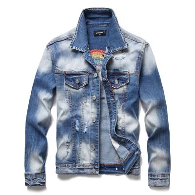 China High Quality Men's Jean Jacket Rainbow Pattern Denim Jacket Hot Selling Men's Breathable Breathable Jackets Wholesale for sale