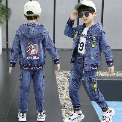 China Breathable Cheap Boys Jeans Suit Kids Casual Fashion Elastic Denim Pants Jean Jacket for sale