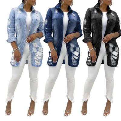 China Sustainable Clothing Fashion Drop Long Sleeve Denim Bomber Jeans Jackets Woman for sale