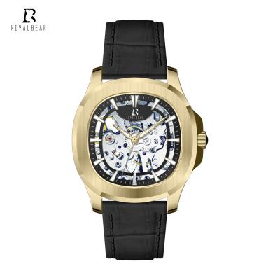 China Non-Specific Custom Logo Leather Band Automatic Mechanical Wristwatches Men for sale