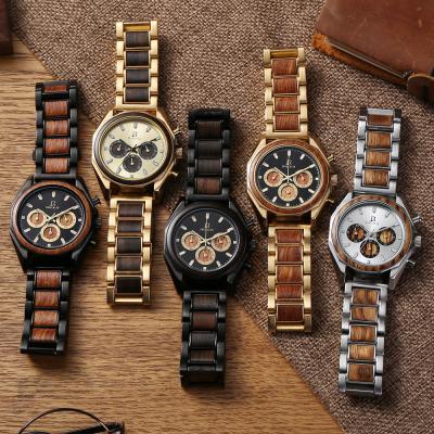 China ROYAL Custom Classic Handmade Watch Alloy Quartz Mens Chronograph BEAR Logo BEAR Logo Date Wood Watch With Watches for sale