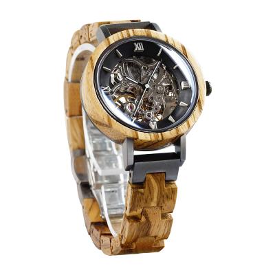 China BEAR BEAR Custom Mechanical Wooden Luxury Skeleton Mens Automatic Water Resistant Logo Watch for sale