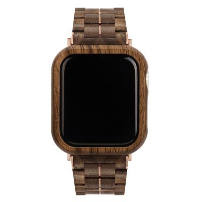 China AW01B Fashionable Luxury Custom Wood Metal Stainless Steel Smart Watch Band For Apple Iwatch Series 6 5 4 Se Strap 38Mm 40Mm 42Mm 44Mm for sale