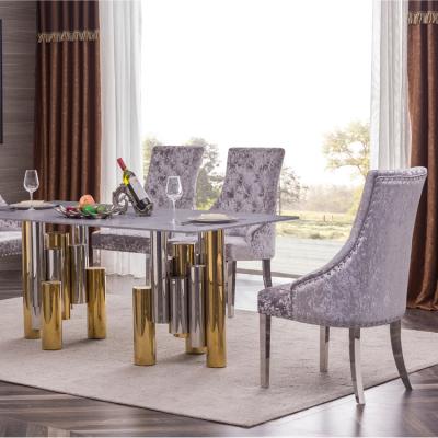 China 2021 Modern Design Bedroom Furniture Dining Table Marble Dining Table Fixed Cheap Set for sale