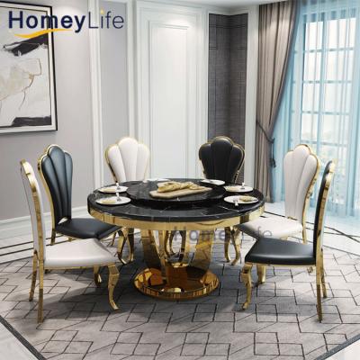 China 6ft or 4ft round folding+tables wholesale marble folding dining tables with stainless steel chair base for sale