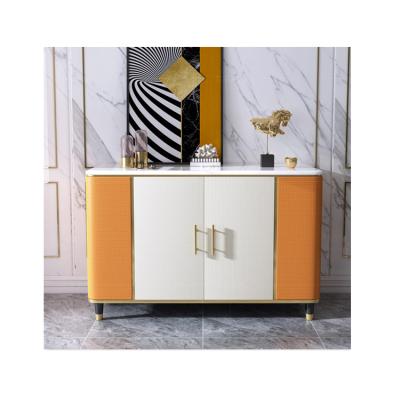 China Modern Top Selling Marble Top Dining Sideboard Fixed 2 Door Kitchen Large Space With Metal Legs for sale