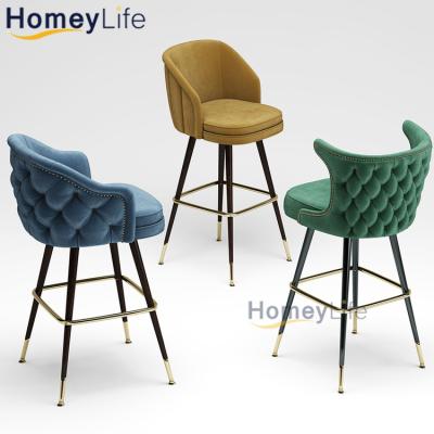 China Foshan Modern Modern Bar Chairs Cheap Luxury Velvet Cushion Comfortable Hotel Bar Stool High Bar Stools for sale