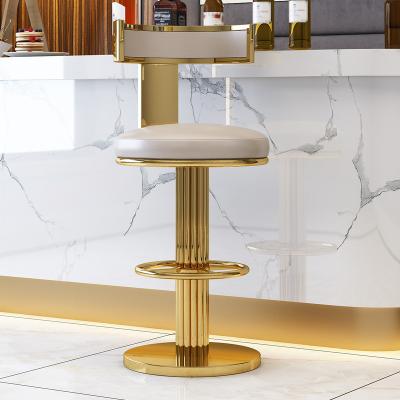 China 360 Degree Modern Bar Chair Innovative Design Gold Stainless Steel Bar Stool High Rotation Chair for sale