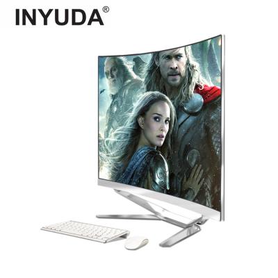 China Plastic Aluminum Shell Curved Screen Desktop Laptop Speaker Computer All In One PC Computer for sale