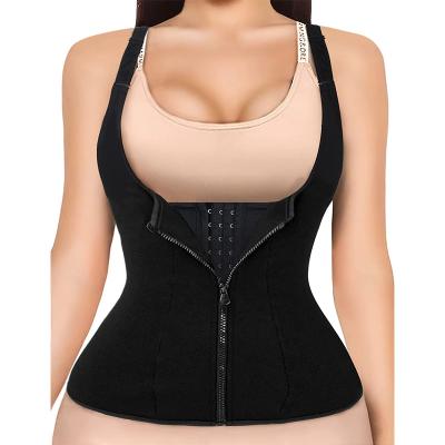 China QUICK DRY Body Shaper Cincher Zipper Vest Slimming Sports Belt Tank Top With Adjustable Straps for sale