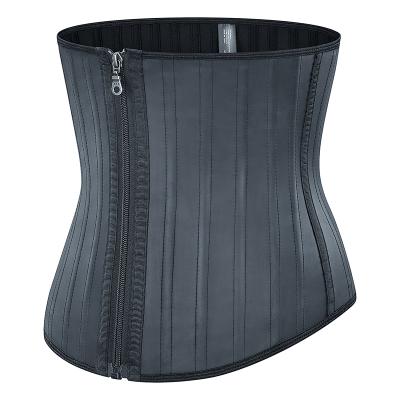 China Breathable Women Shapers Sweat Belt 25 Steel Bone Latex Corset Waist Trainer Belt Plus Size 100% Steel Corset for sale