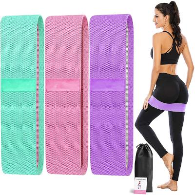 China Polyester Fabric Resistance Bands For Legs And Butt 3 Levels Exercise Anti-Slip Band And Roll Up Elastic Workout Booty Bands for sale