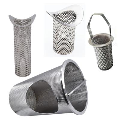 China Filtration Equipment Perforated Stainless Steel Filter Basket For Gutter Filter Cartridges for sale