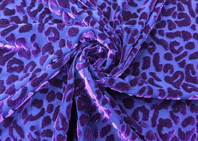 China gebranntes heraus Samt-Gewebe 220GSM 94% Polyester für Kleiderpurpurroten Leopard-Druck zu verkaufen