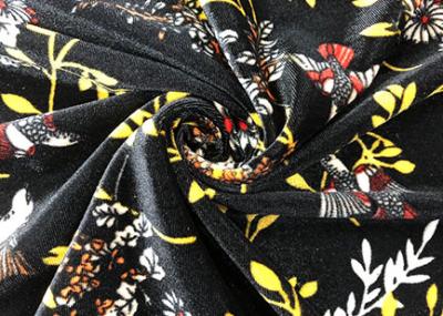 China Verzerrung gestricktes Polyester-Samt-Gewebe/Vogel-Blumen kopiertes Samt-Gewebe zu verkaufen