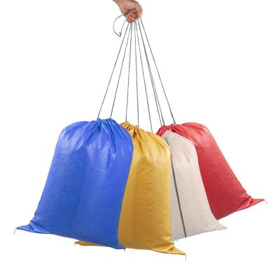 China Waterproof Packaging Offset Printing Drawstring PP Woven Bag 50kg Polypropylene Laminated Bag PE Inner Recyclable for sale