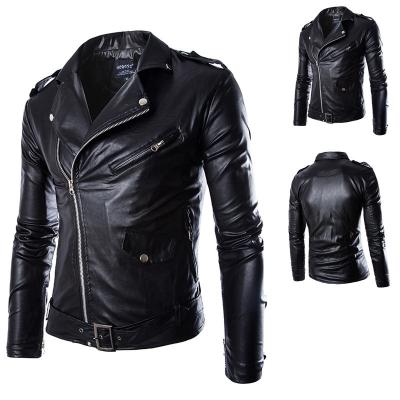 China Wholesale High Quality Long Sleeve Motorcycle Leather Fashion Coat Waterproof Cheap Men's Jacket Pu Punk Leather Clothing Wholesale for sale