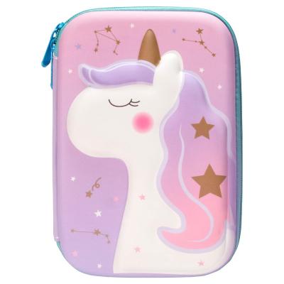 China Unicorn Pencil Case Dustproof Shockproof Waterproof for Girls 3D EVA Cute Pencil Case Large Capacity Box with Double Zipper Pencil Case for Kids Boys for sale