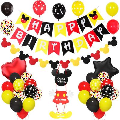 China Festival Decoration Selection Cartoon Mouse Birthday Party Supplies Bundle For Mickey Theme Birthday Decorations Red Black Yellow Dots Balloons Happy Birthday for sale