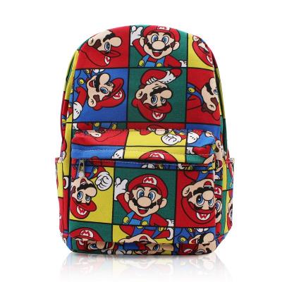 China Mario Brother Bros Backpack Cartoon Anti-theft Super School Bags Kids Canvas Casual Daypack With Laptop Storage Compartment for sale