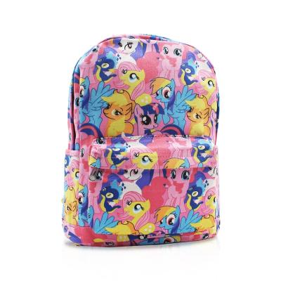 China Anti Theft My Little Pony Backpack Kids Pink Canvas Cartoon School Bags Casual Daypack With Laptop Storage Compartment for sale